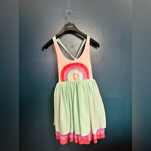Kids Pink & Mint Rainbow Dress - Casual Tank Sundress